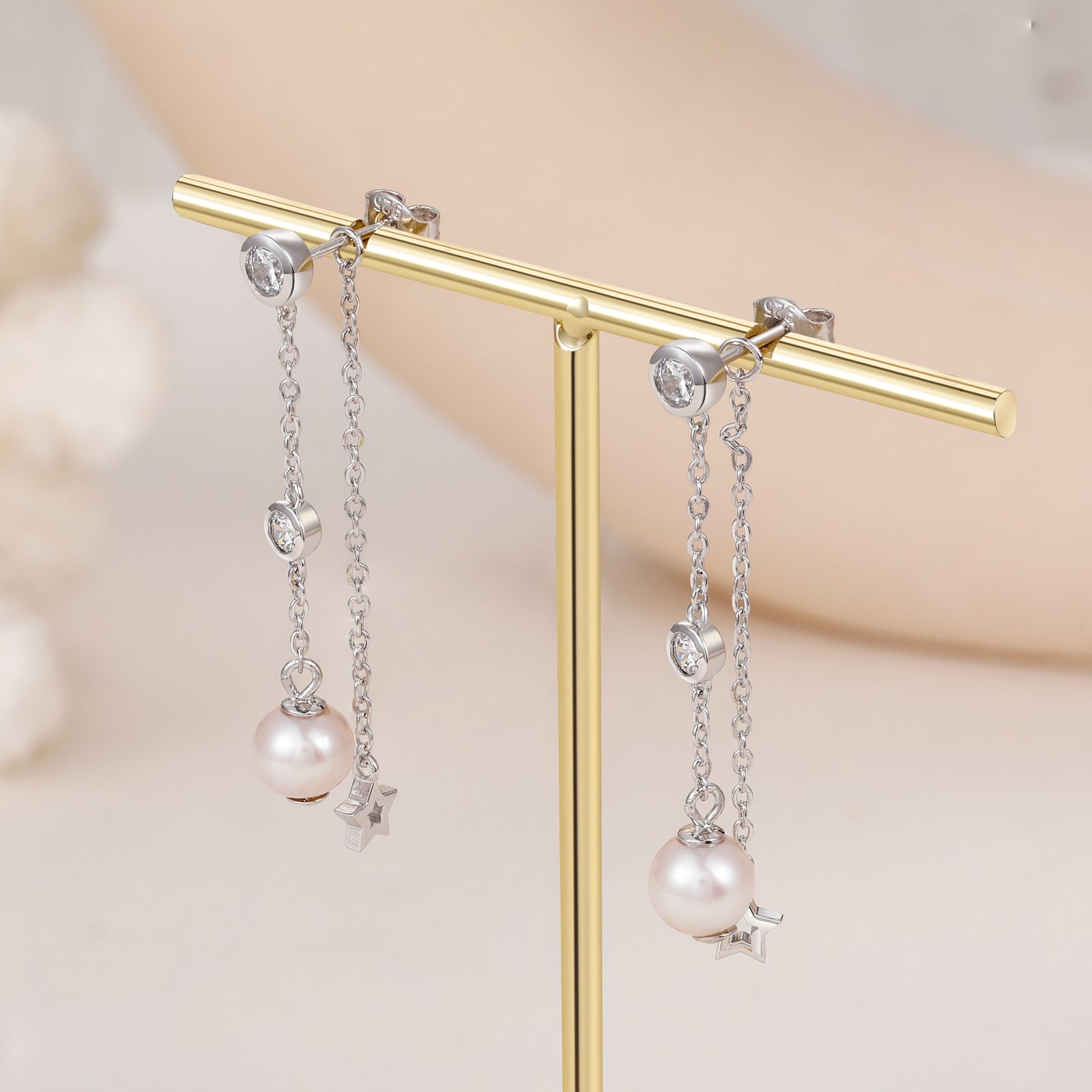 pearl drop earrings, freshwater pearl earrings for women, sterling silver pearl earrings