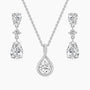 necklace and earrings set, pear cut, bridal set, cubic zirconia usa, affordable jewelry, wedding jewelry sets, cz wedding sets, teardrop, cz stones, 925 sterling silver, cz bridal sets