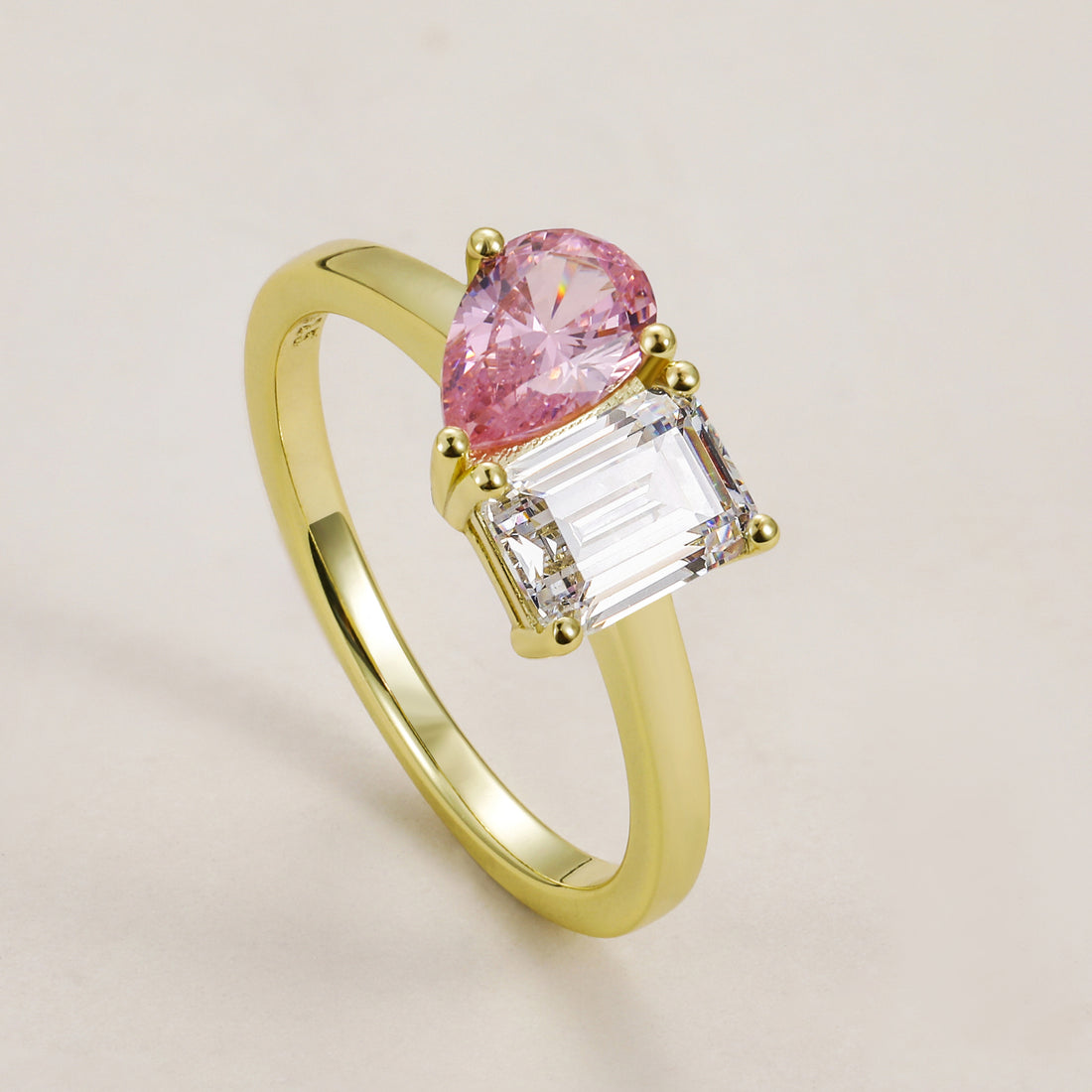 cz ring, emerald cut, pear cut, birthstone ring, personalized, affordable rings under 50