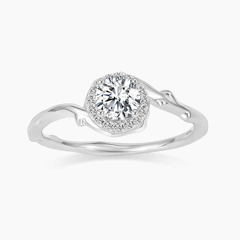 round cut wedding rings, nature inspired jewelry, cubic zirconia rings for women, 1ct affordable ring