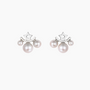 pearl stud earrings, fresh pearl earrings for women, three pearl stud earrings, pearl earrings, silver pearl earrings