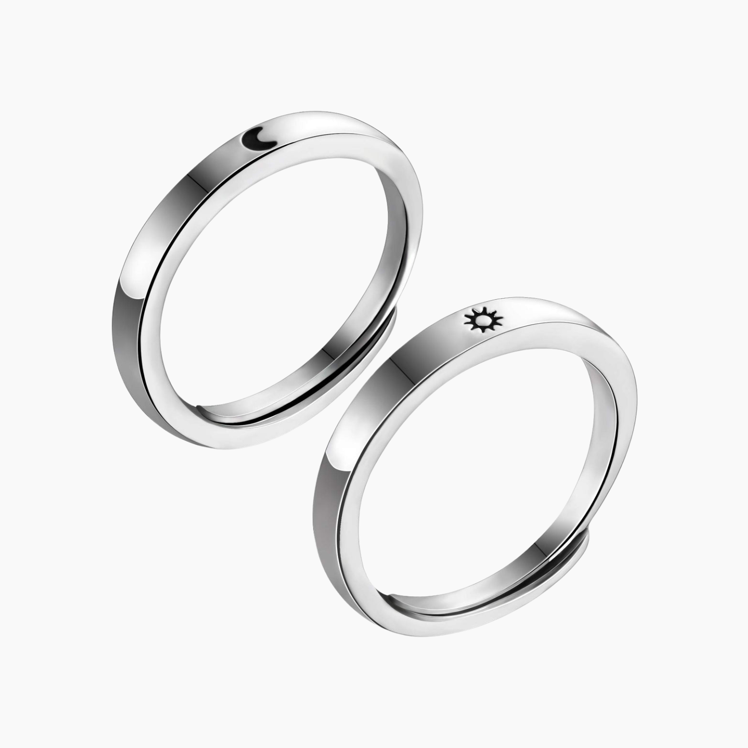 Sun and Moon Adjustable Couple Set Rings