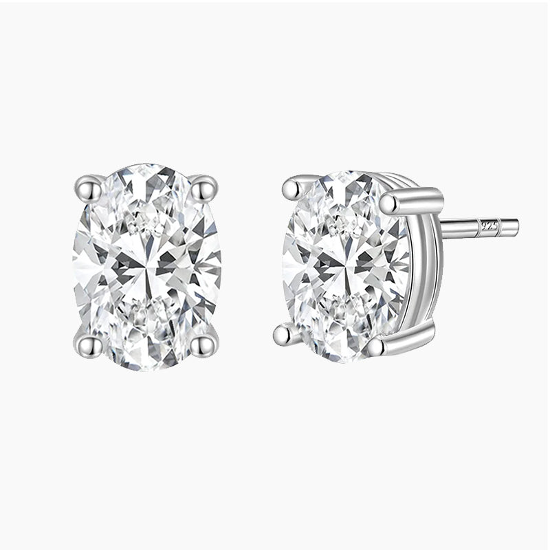 Orecchini a bottone ovali in argento sterling 925