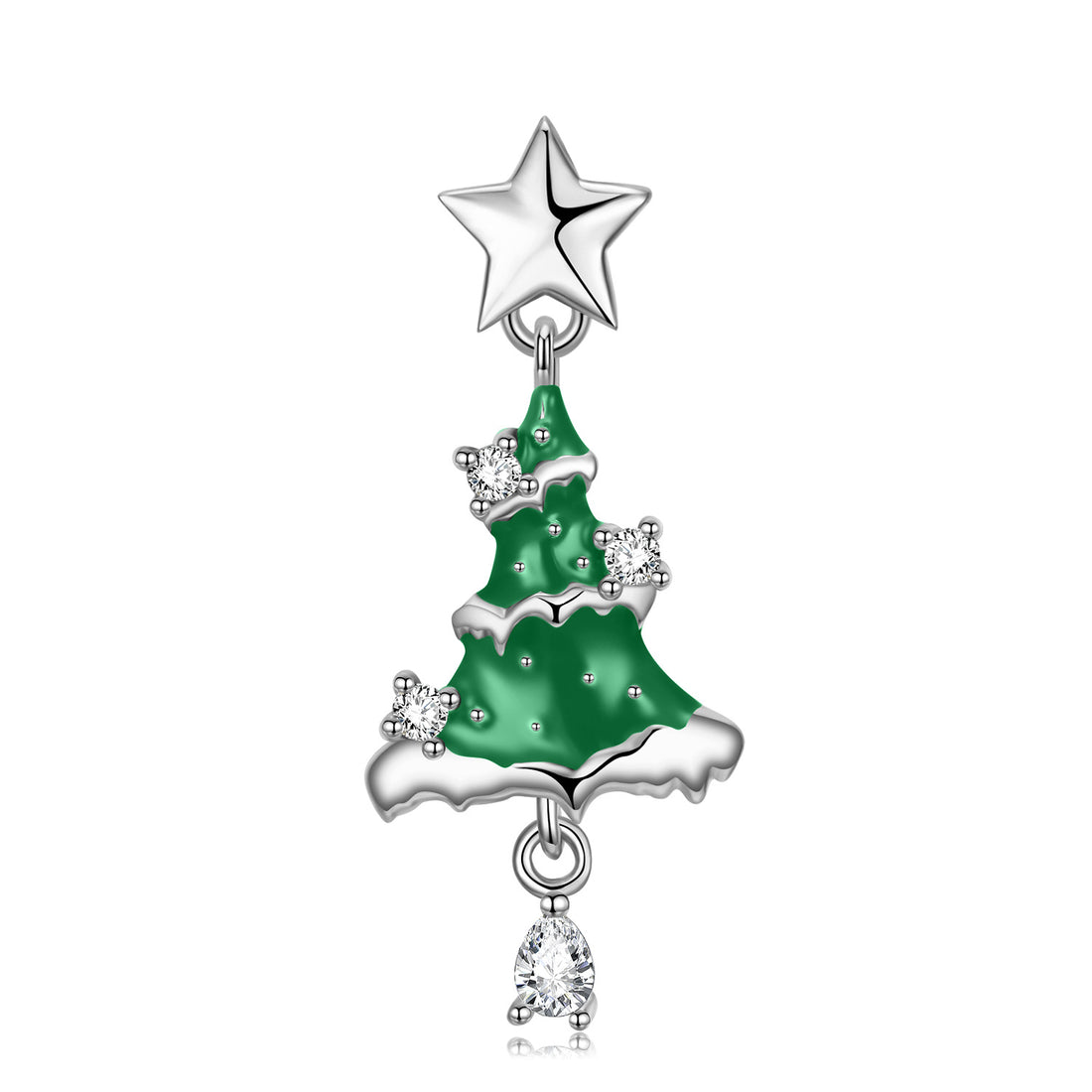Christmas Tree Pendant Necklace in Sterling Silver
