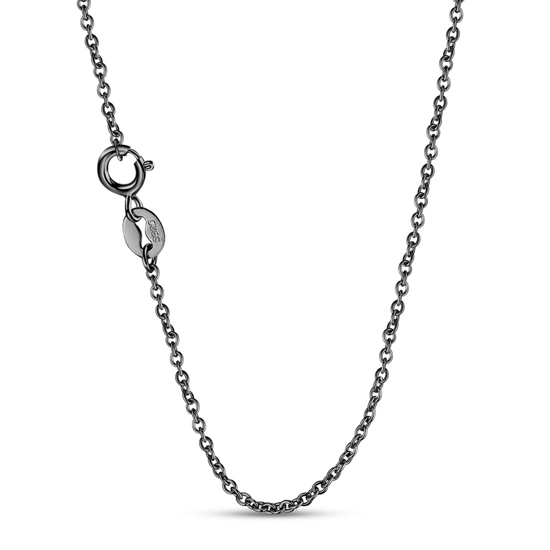 925 Sterling Silver Black Skull Necklace