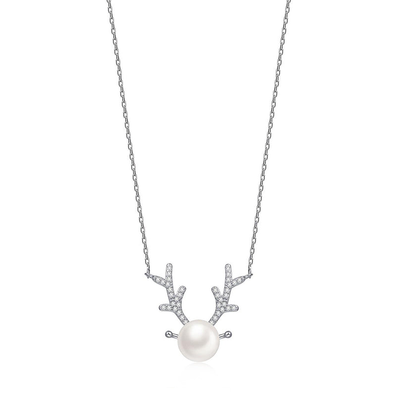Antlers Pearl 925 Silver Necklace Clavicle Chain