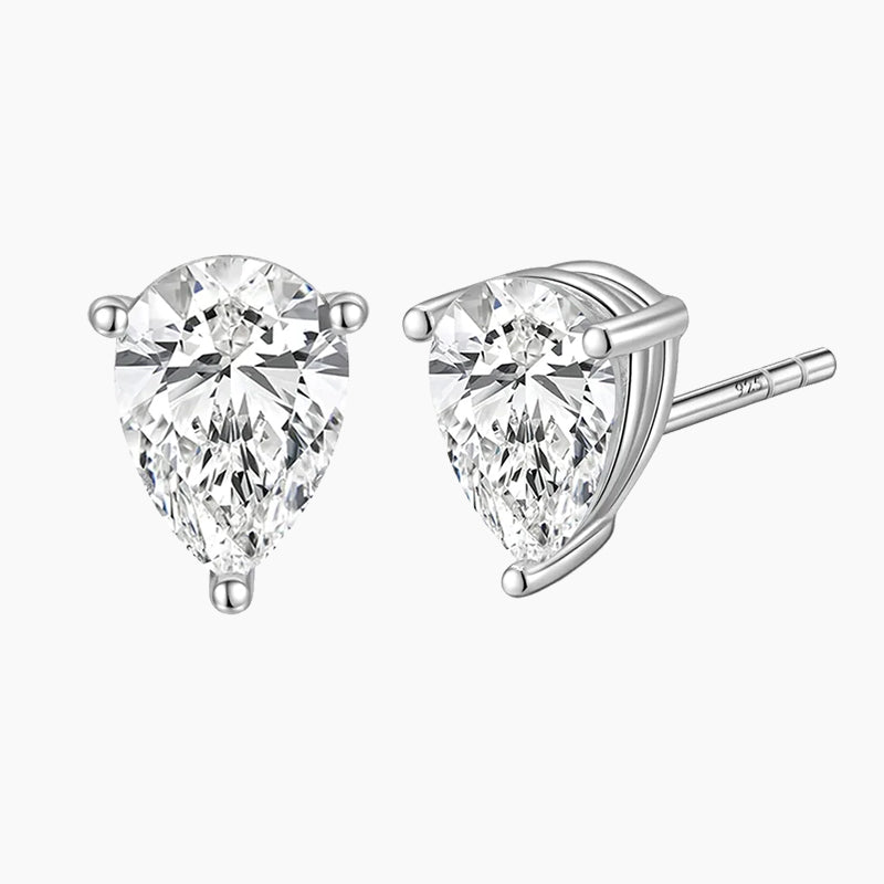 Orecchini con pietra preziosa singola a forma di pera in argento sterling