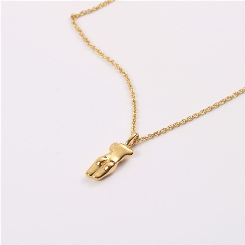 Simple Abstract Body Gold Plated Necklace