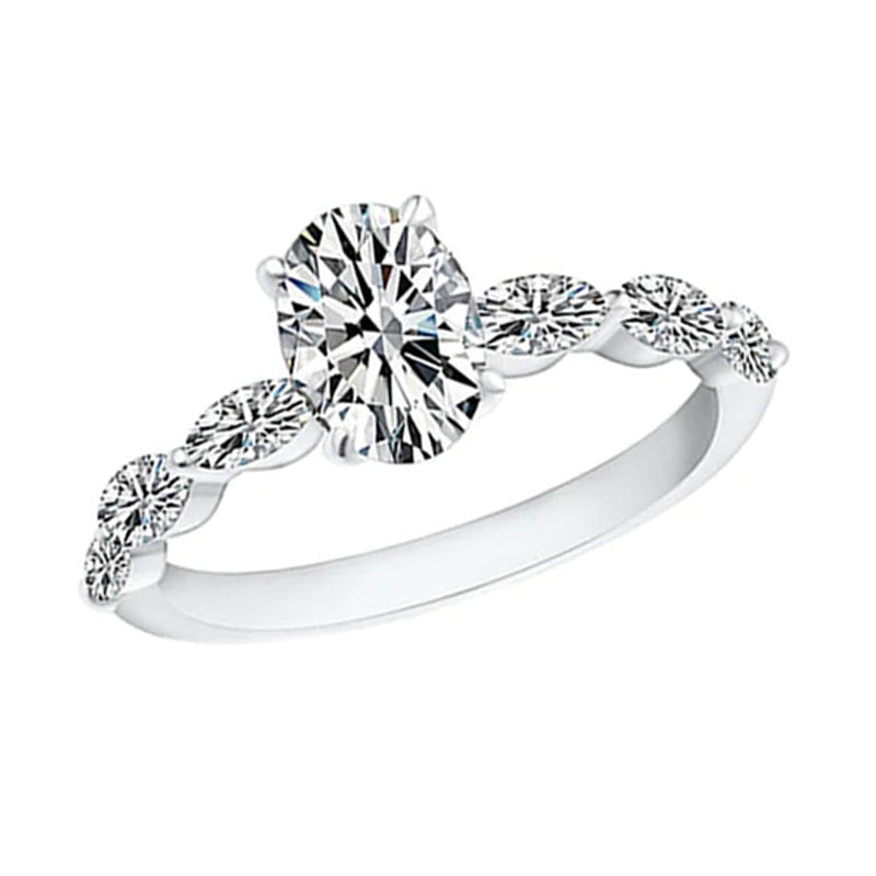 Oval Cut Engagement Cubic Zirconia Ring