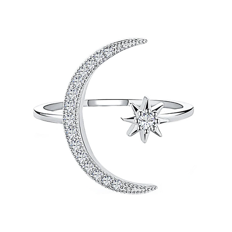 star moon open rings; quality rings for her; Eamti;