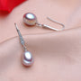 pearl drop earrings, earrings with pearl drops, silver pearl earrings, freshwater pearl earrings, pink pearls