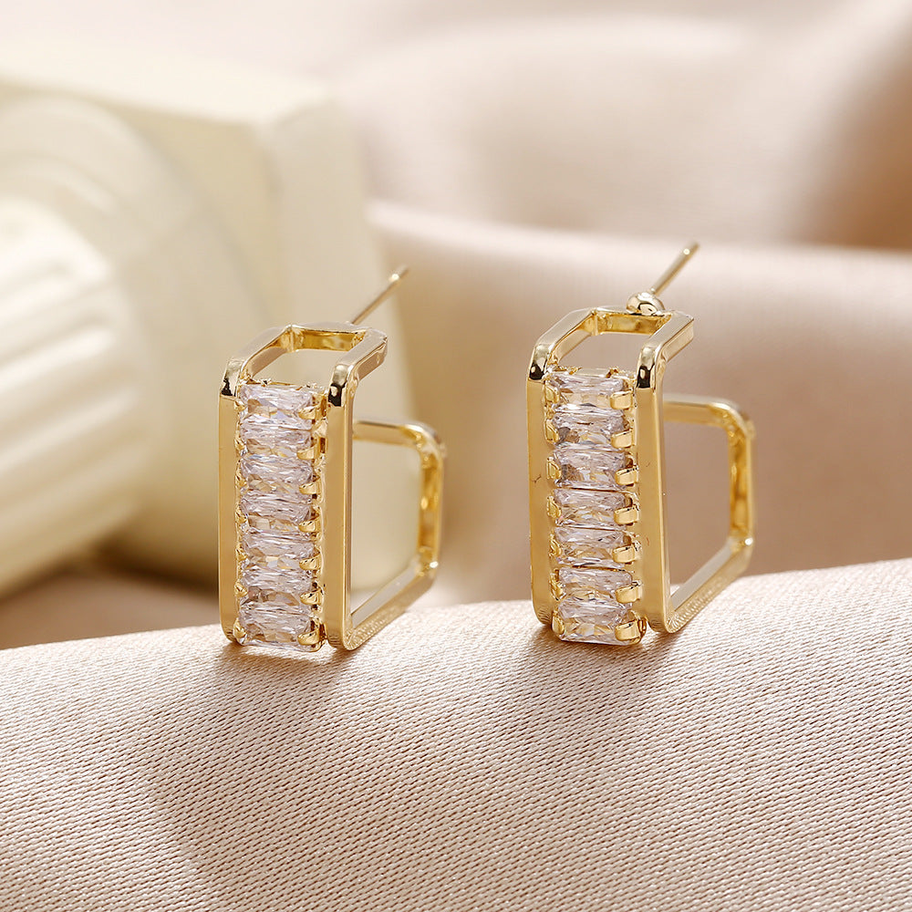 fashion square gem earrings; unique jewelry; Eamti;