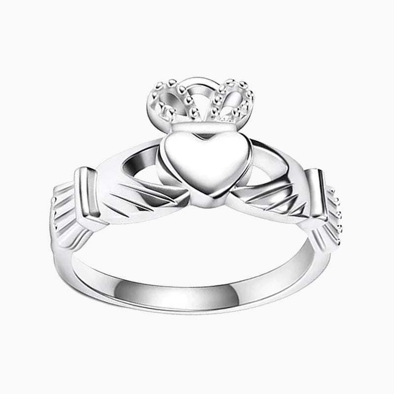 heart crown ring; sterling silver rings for her; Eamti;