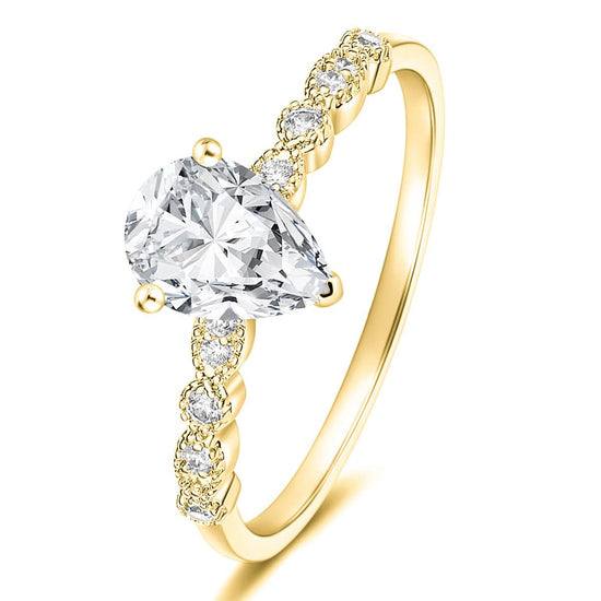 simple wedding rings; sterling silver rings; Eamti; teardrop ring; teardrop engagement ring; teardrop emerald ring ; teardrop wedding ring;