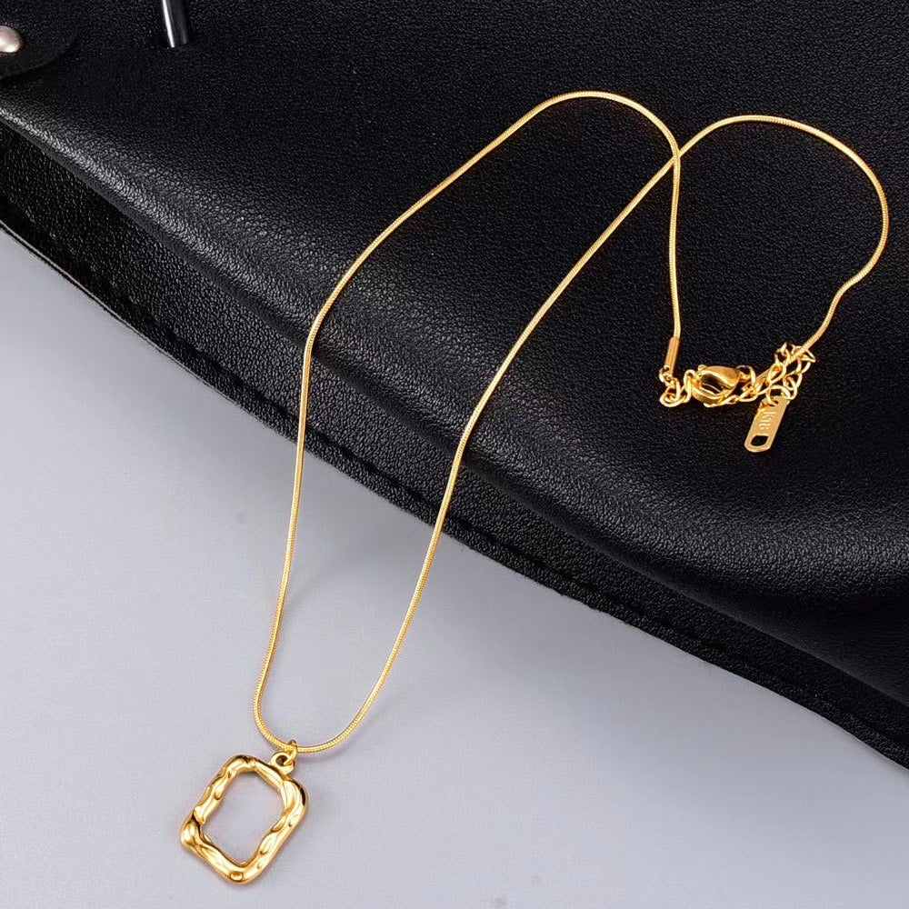 18k Gold-Plated Square Commemorative Necklace