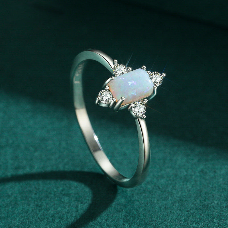 925 Sterling Silver Colored Opal Ring