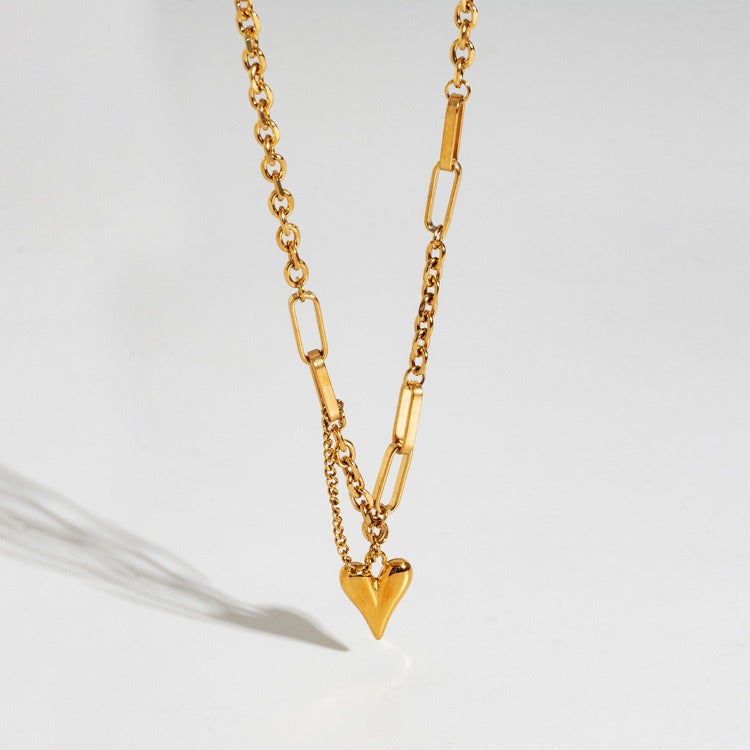18k Gold Plated Love Pendant Chain Necklace