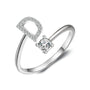 initial ring, initial rings, letter ring, silver letter rings, K ring, adjustable rings