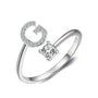 initial ring, initial rings, letter ring, silver letter rings, K ring, adjustable rings