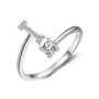 initial ring, initial rings, letter ring, silver letter rings, K ring, adjustable rings
