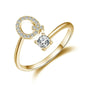initial ring, initial rings, letter ring, silver letter rings, Q ring, adjustable rings