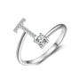 initial ring, initial rings, letter ring, silver letter rings, T ring, adjustable rings